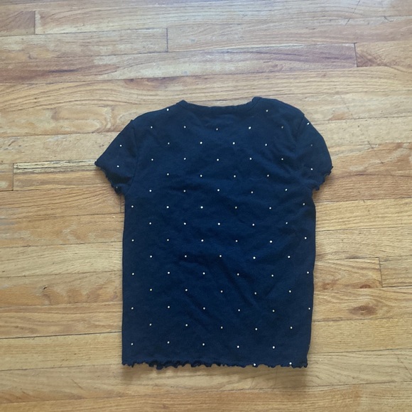 Madewell Black Lettuce Edge Gold Polka Dot T Shirt - Picture 3 of 5